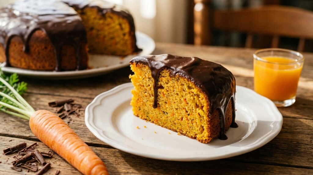 bolo de cenoura saudável com chocolate 70%