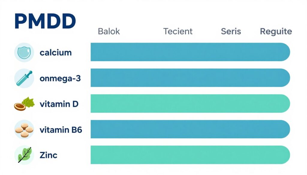 Comparison chart showing different PMDD supplements ranked by research evidence strength and effectiveness