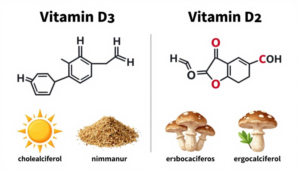 Comparison of vitamin D3 and D2 molecular structures