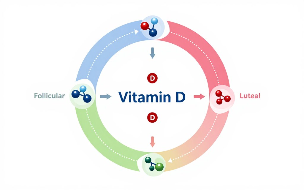 Cyclical pattern showing vitamin D effects on PMDD throughout menstrual cycle