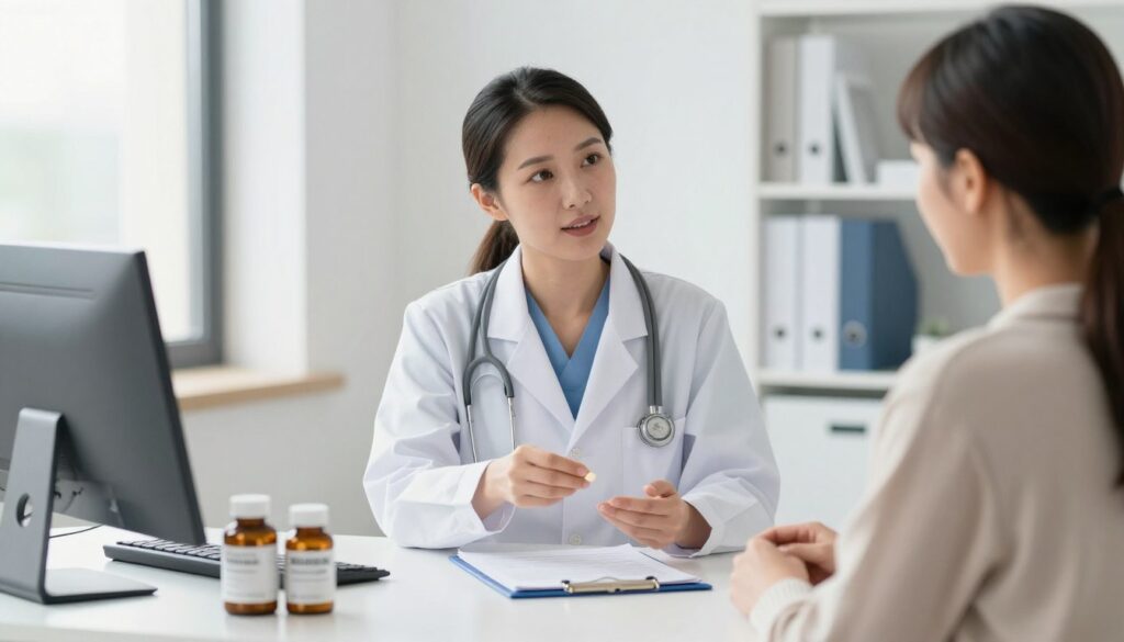 Healthcare professional discussing supplement safety with patient