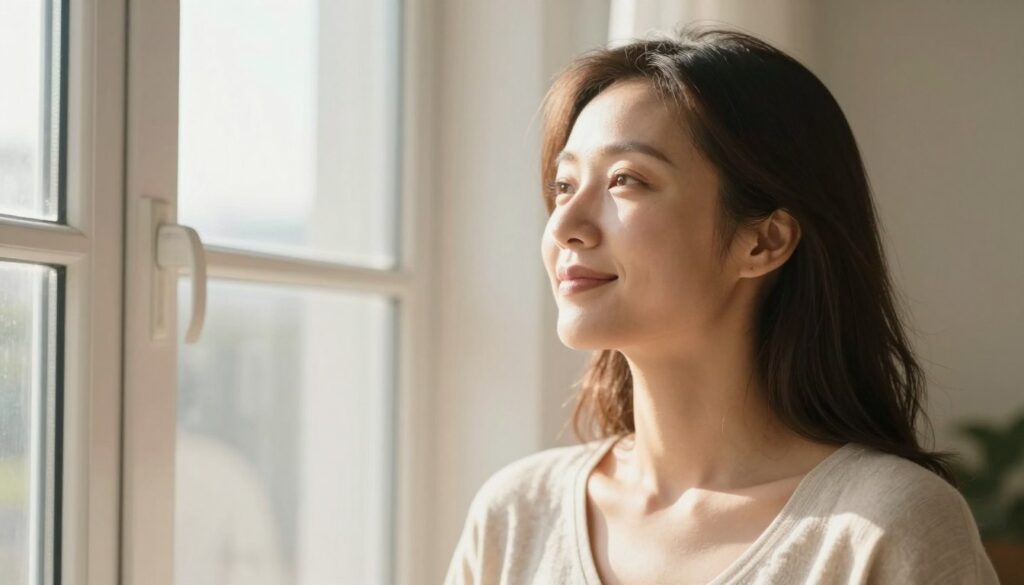 Hopeful woman looking toward the future representing improved quality of life with PMDD management