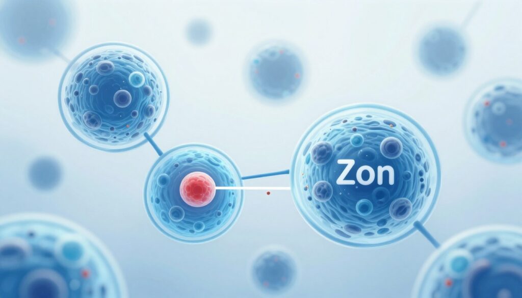 Immune system cells illustration showing zinc's role in cellular function