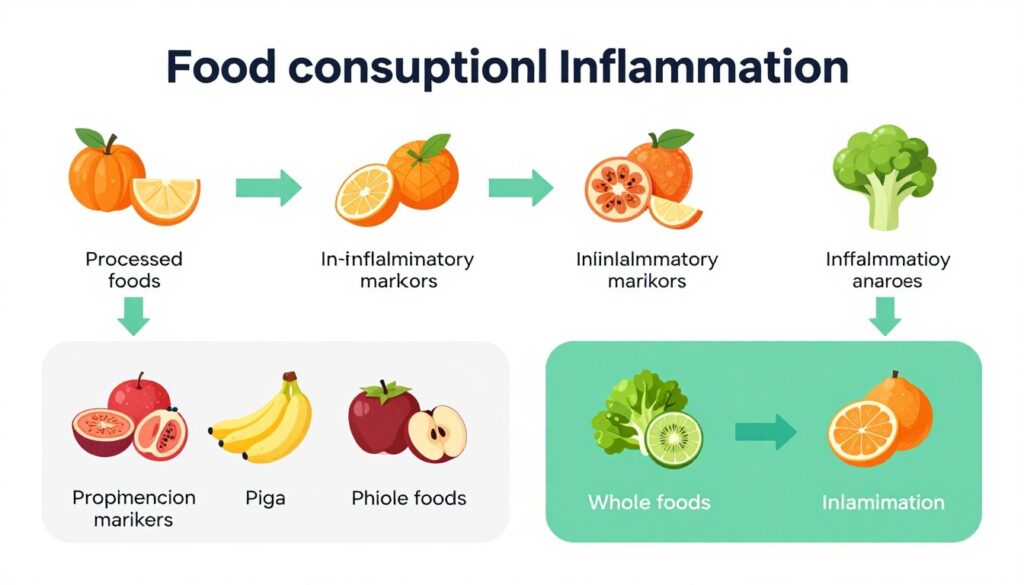 Infographic showing how different foods affect inflammatory pathways in the body