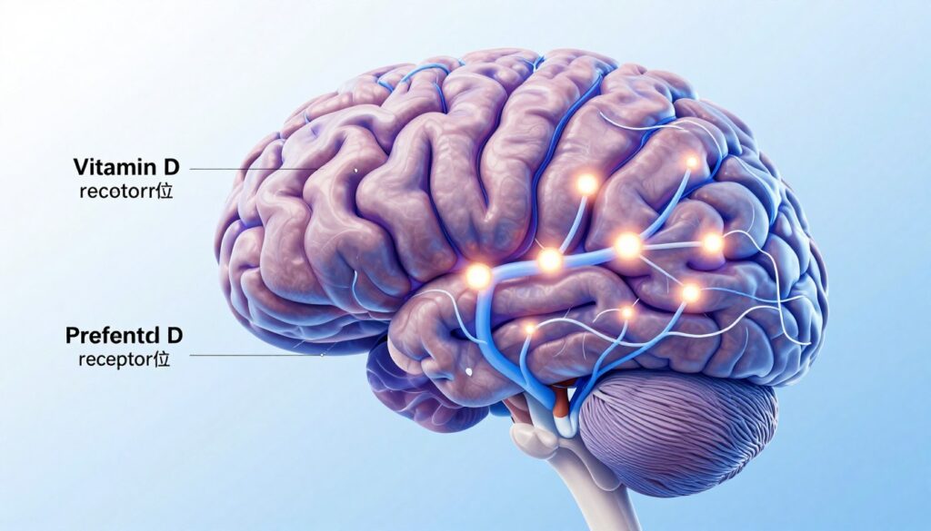 Vitamin D receptor sites in brain affecting mental health
