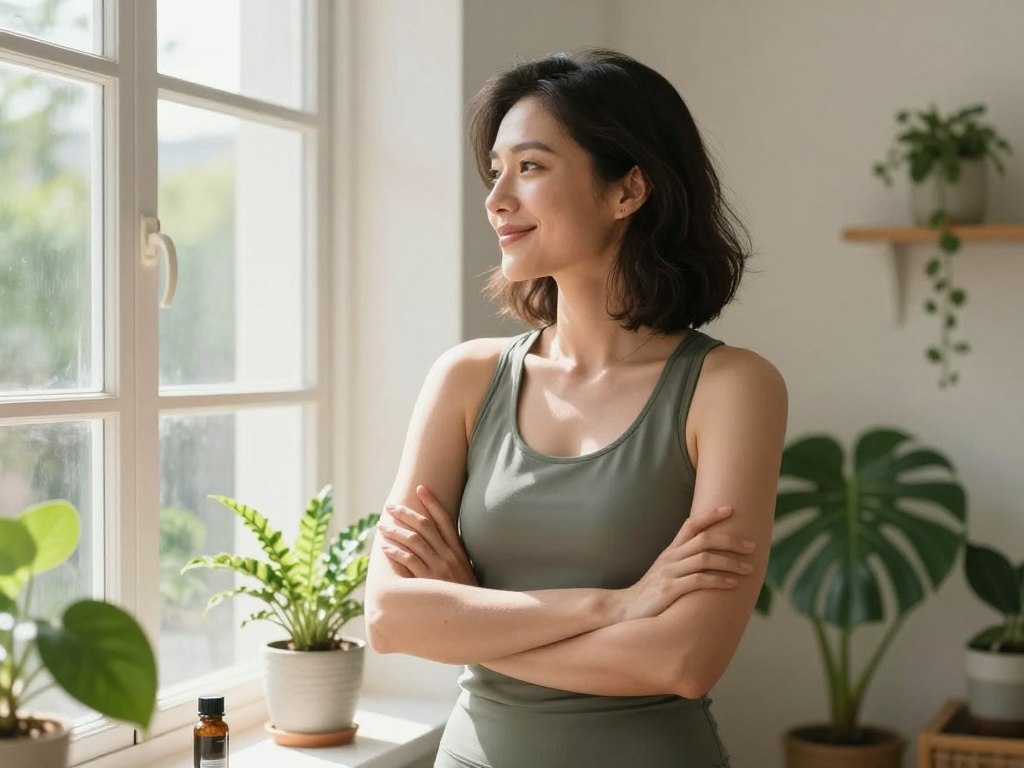 Woman feeling empowered managing PMDD naturally