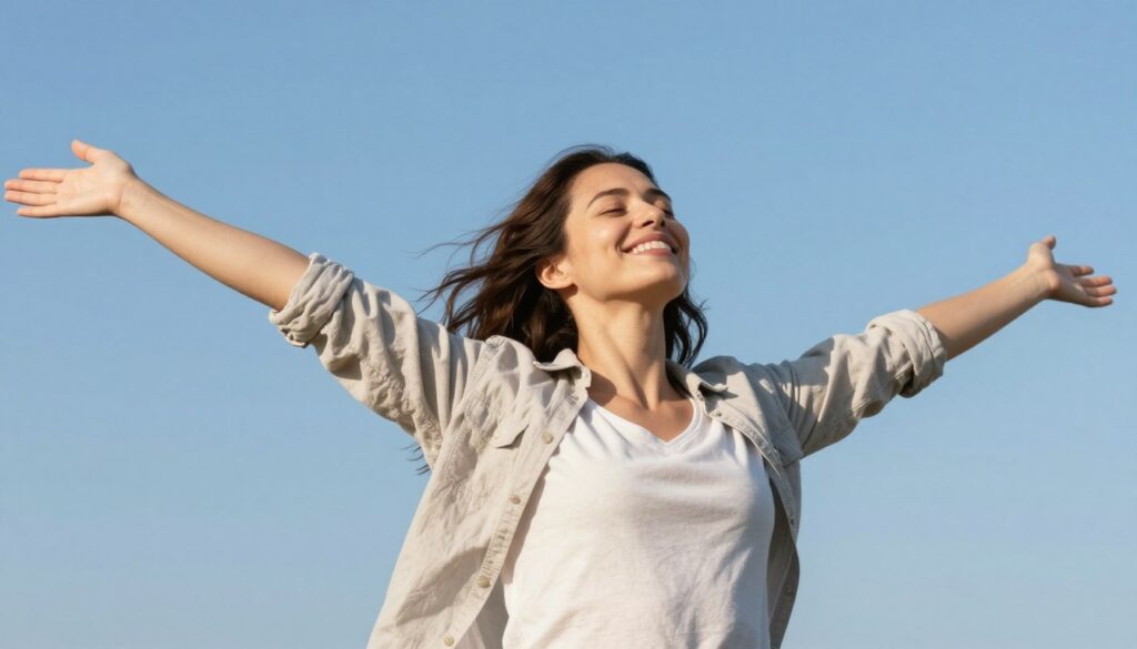 Woman feeling relief from PMDD symptoms with comprehensive treatment
