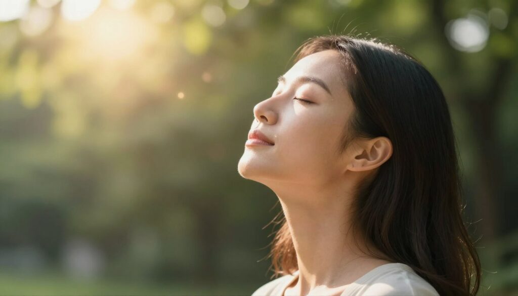 Woman getting natural vitamin D from sunlight